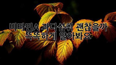 비타민A 과다섭취, 괜찮을까? 🤔 똑똑하게 알아봐요!